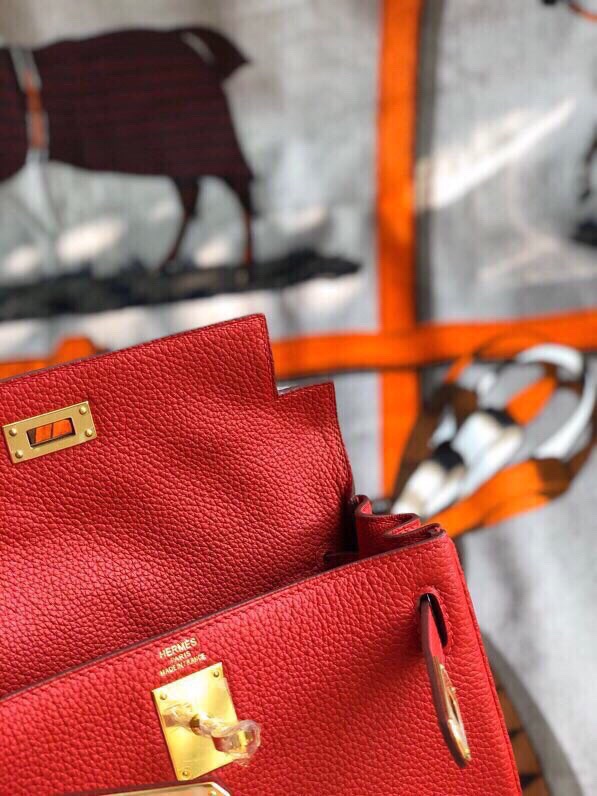 Hermes Kelly Ado Backpack In Red Clemence Leather